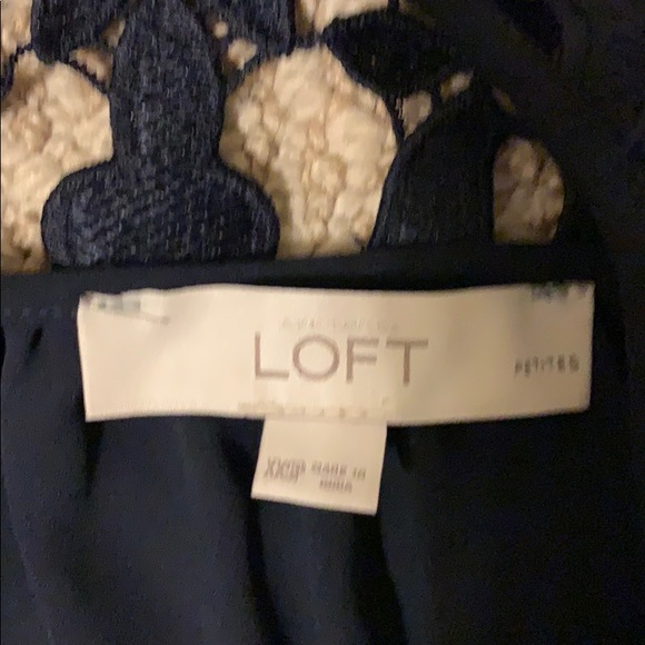 Loft navy blue lace sleeved top - Picture 7 of 7